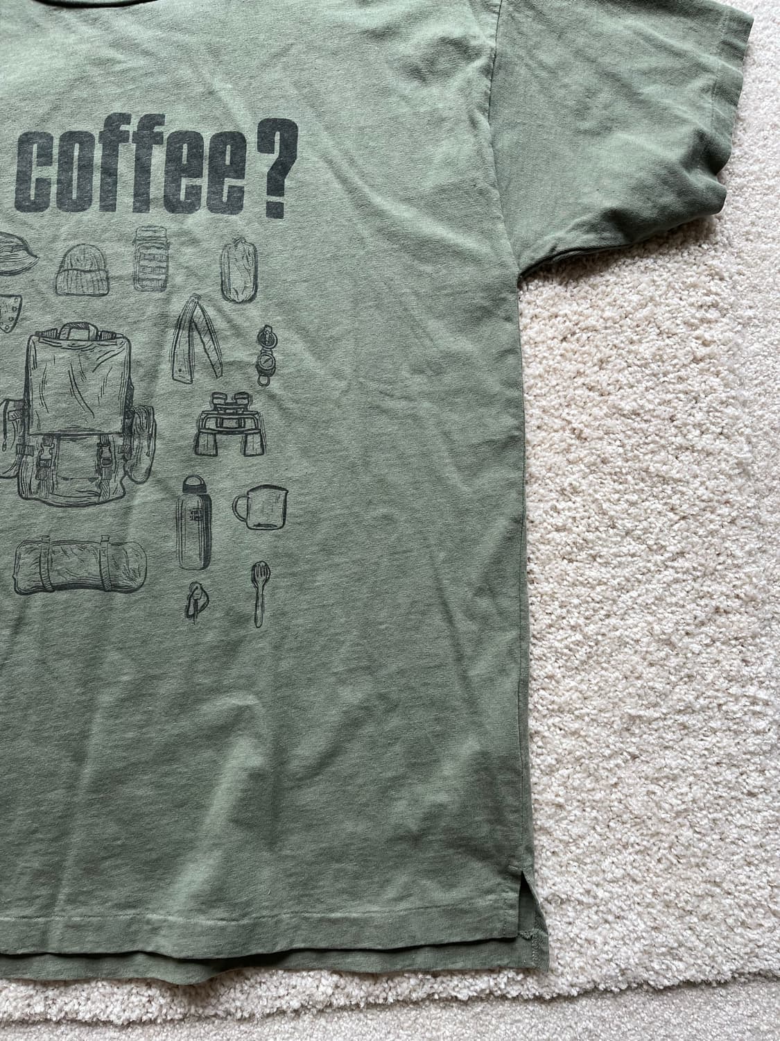 Remi Relief 카키 get coffee? 그래픽 티셔츠 (XL) 상품이미지3