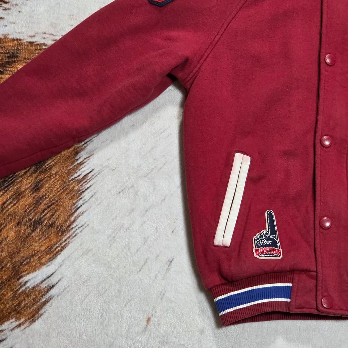 뉴발란스 버건디 후드 코튼 바시티 점퍼 상품이미지3