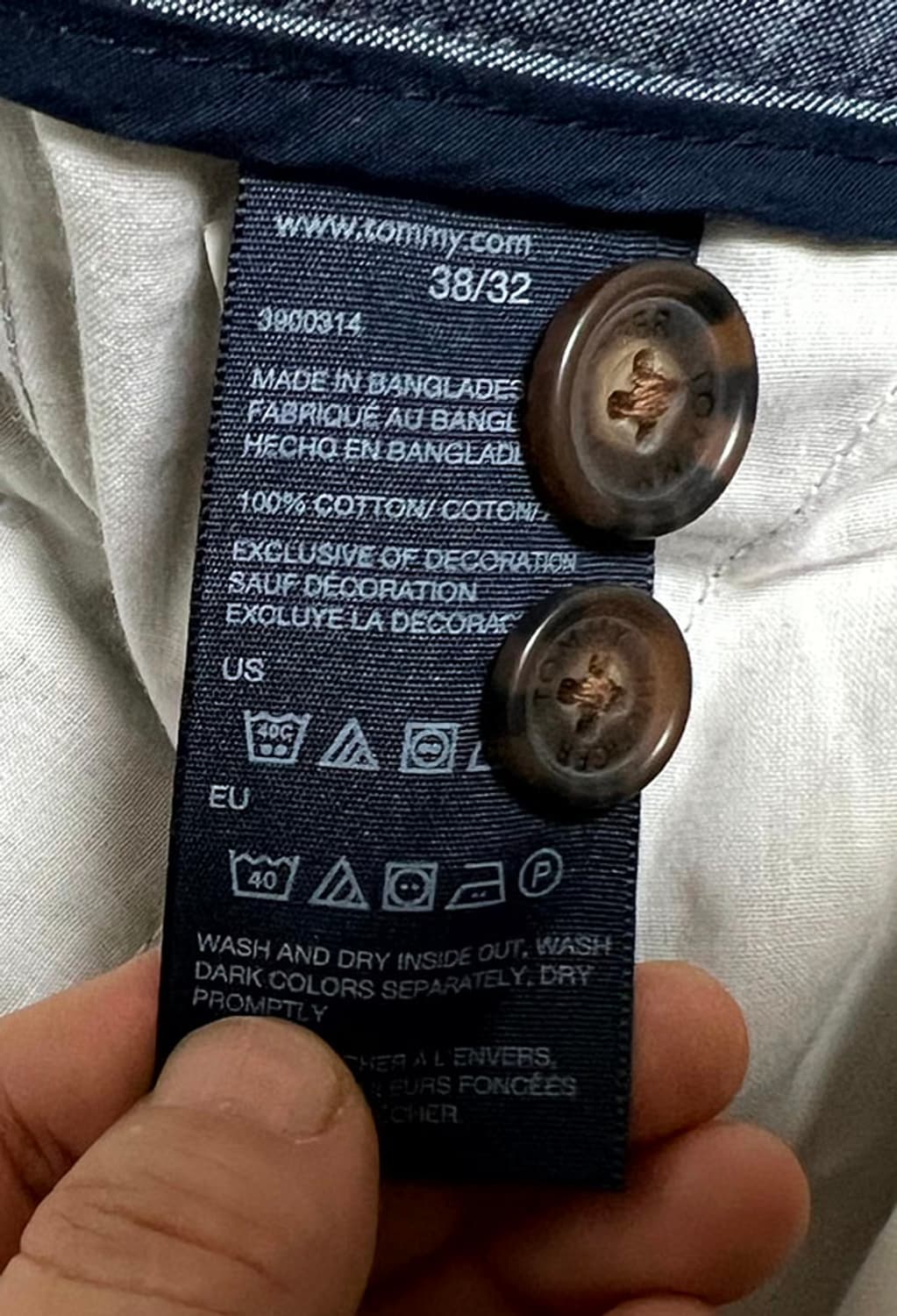 타미힐피거 남자 면바지 춘추 치노팬츠 캐주얼 9부핏 솔리드 XXXL 38 상품이미지5