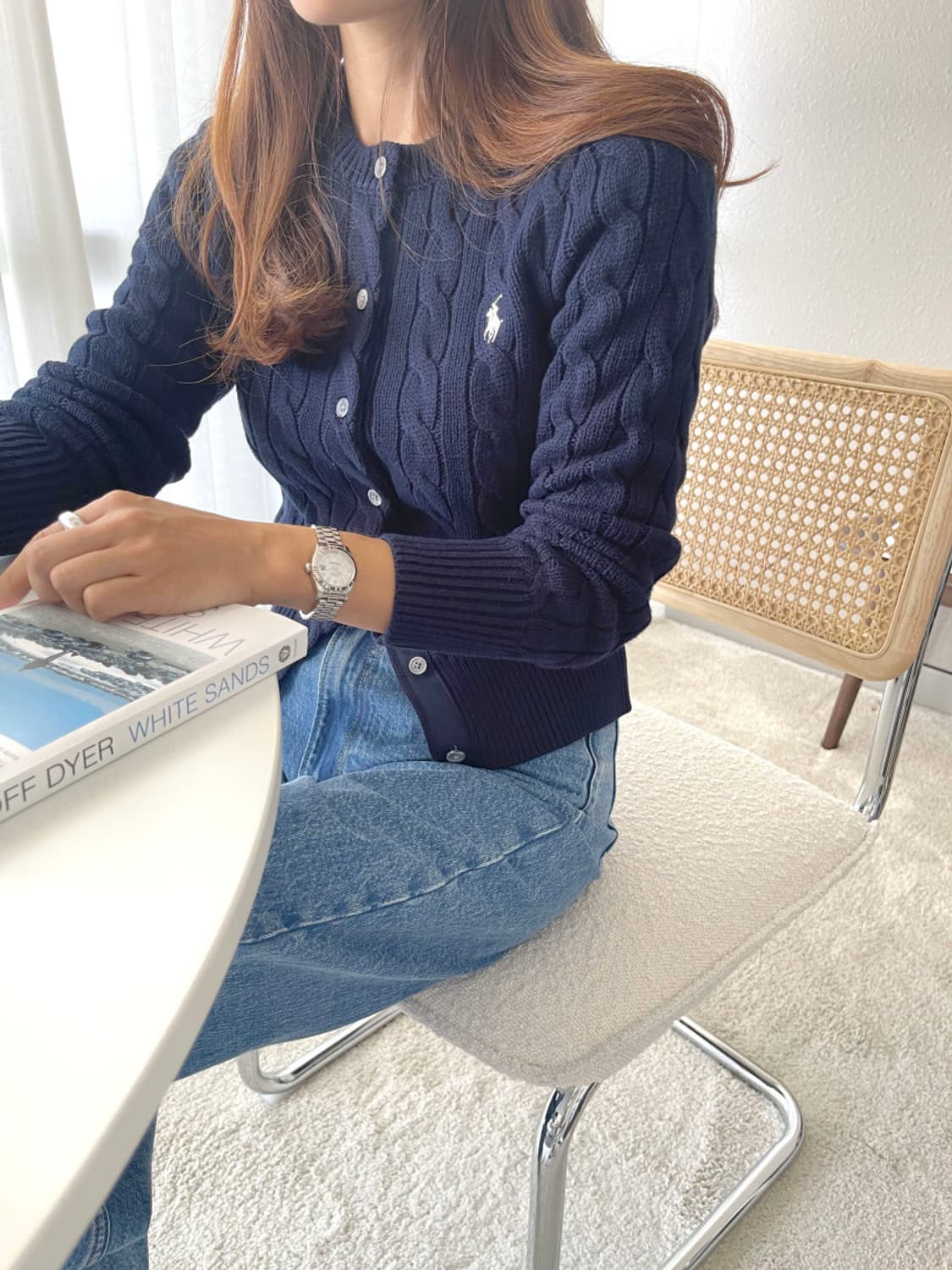 (새상품) 폴로 랄프로렌 꽈배기 가디건 네이비 상품이미지3