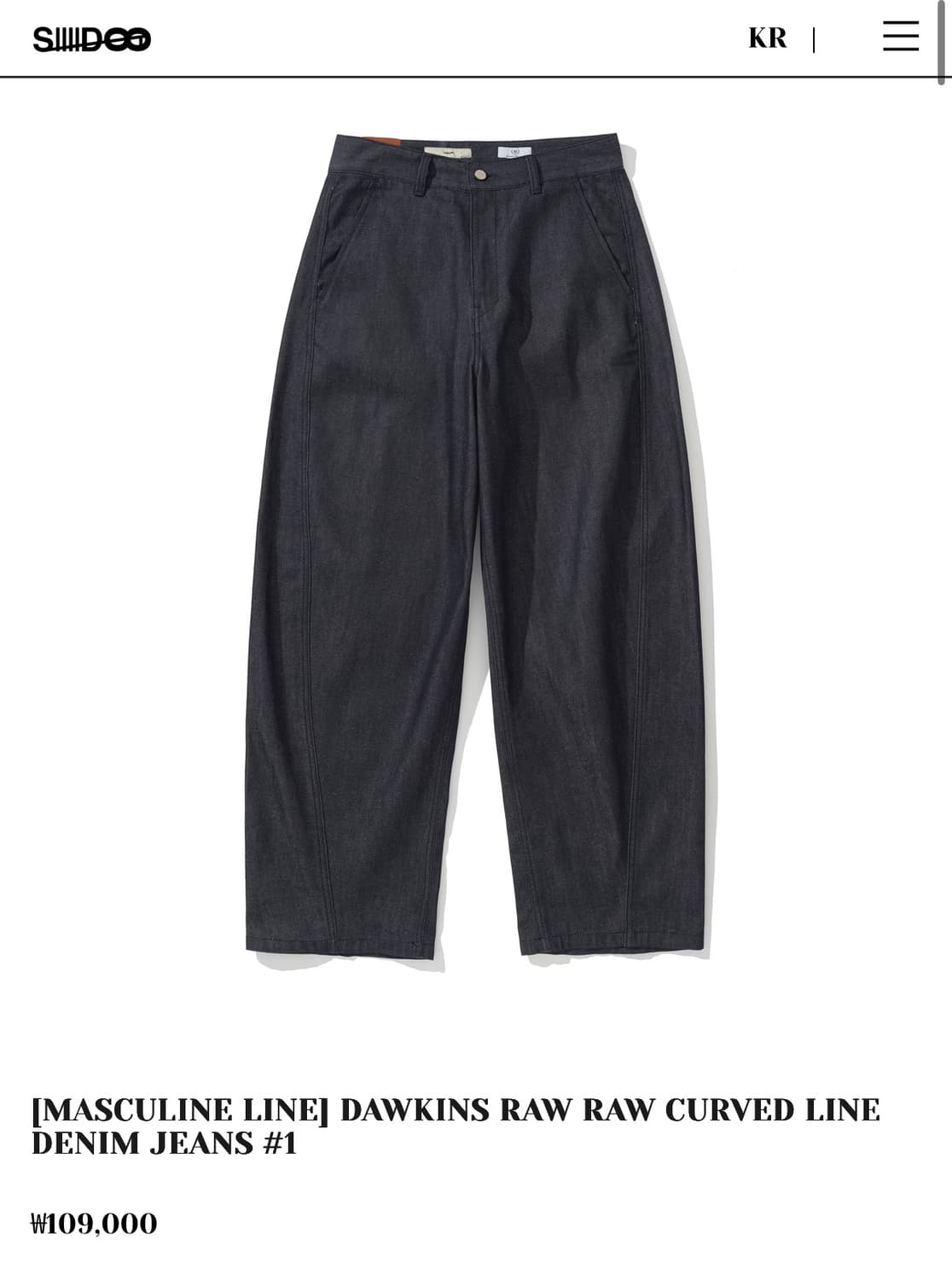 siiiido 시도 RAW CURVED LINE DENIM JEANS 상품이미지1