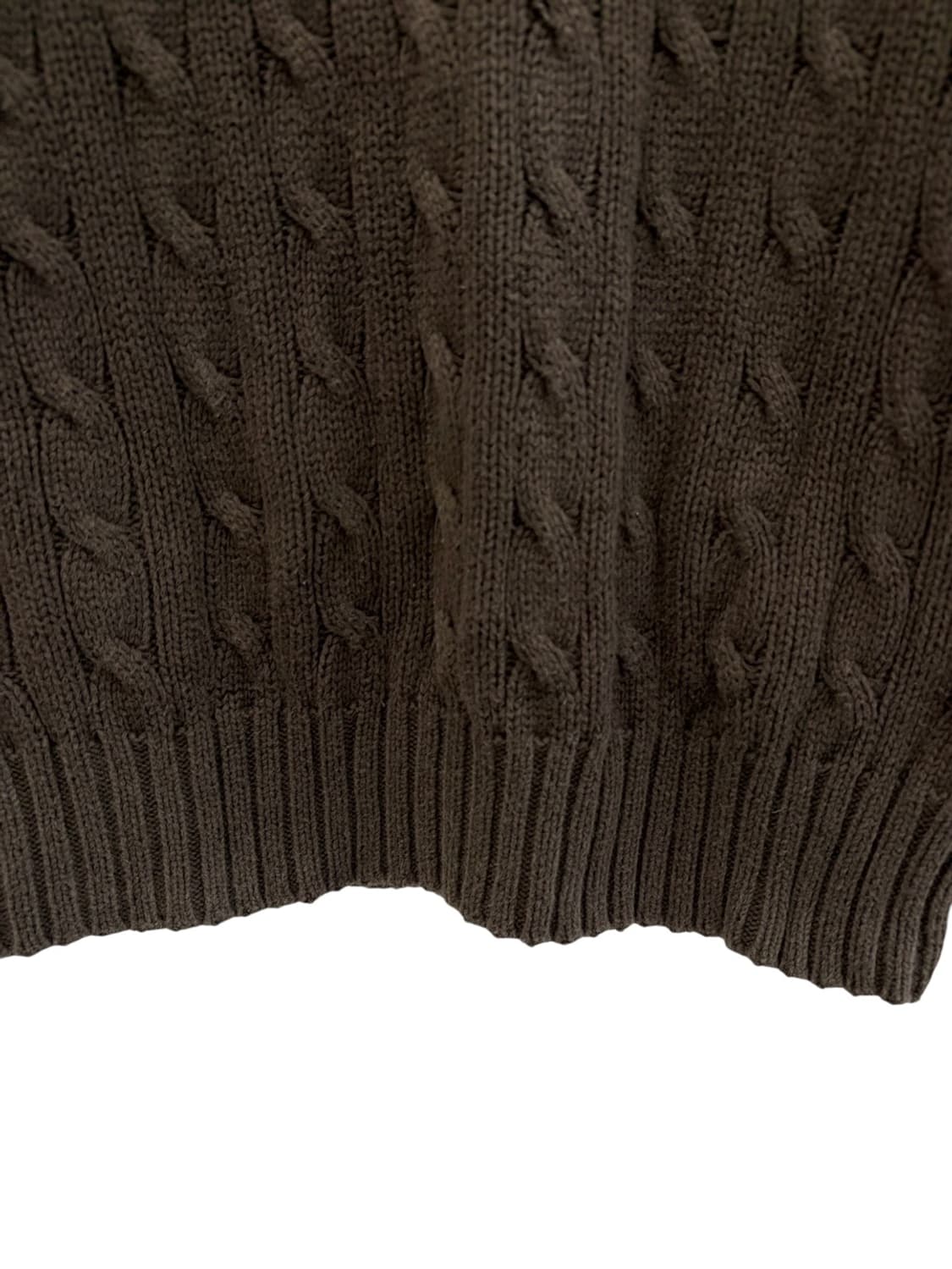 폴로 브이넥 꽈배기 케이블 니트 브라운 (여성S) 상품이미지5
