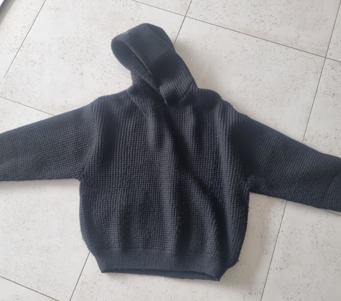 에센셜 헤비 와플 90s 후드 빈티지 블랙 - 25FW 상품이미지5