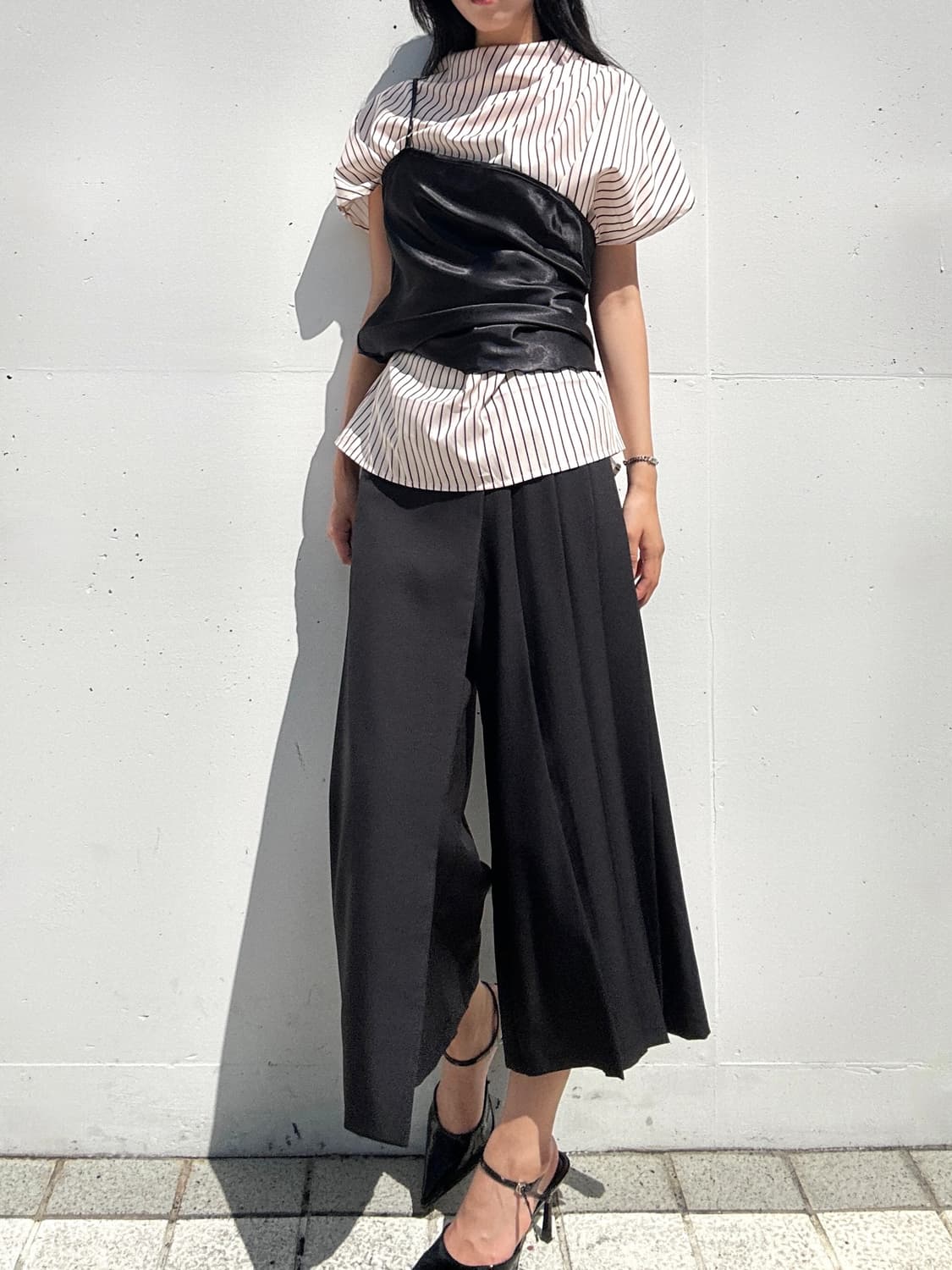 Tailor strap pleats pants / black 상품이미지5