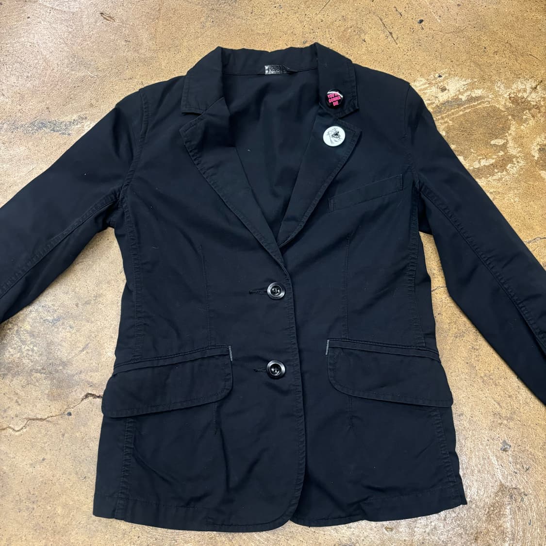 히스테릭 글래머 히글 백 프린팅 캔뱃지 블랙 자켓 상품이미지3