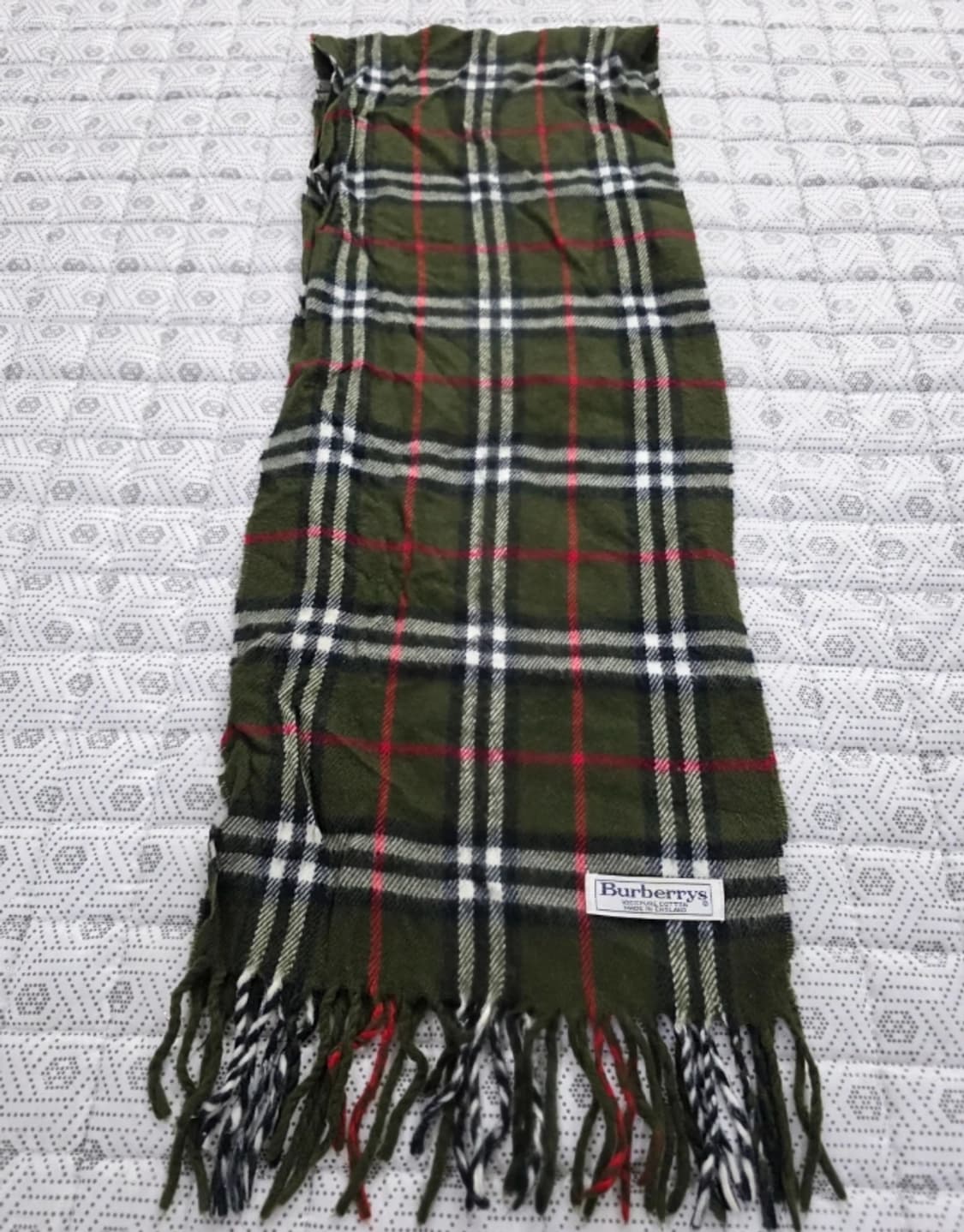 버버리 올리브 그린 체크 코튼 머플러 상품이미지4
