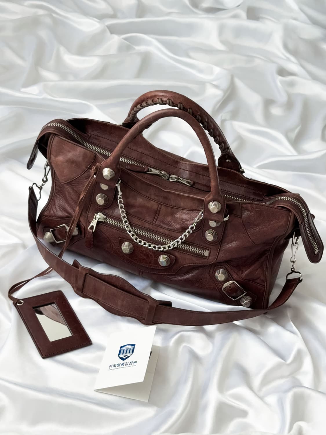 발렌시아가 모터백 라지 (브라운+실버) 상품이미지3