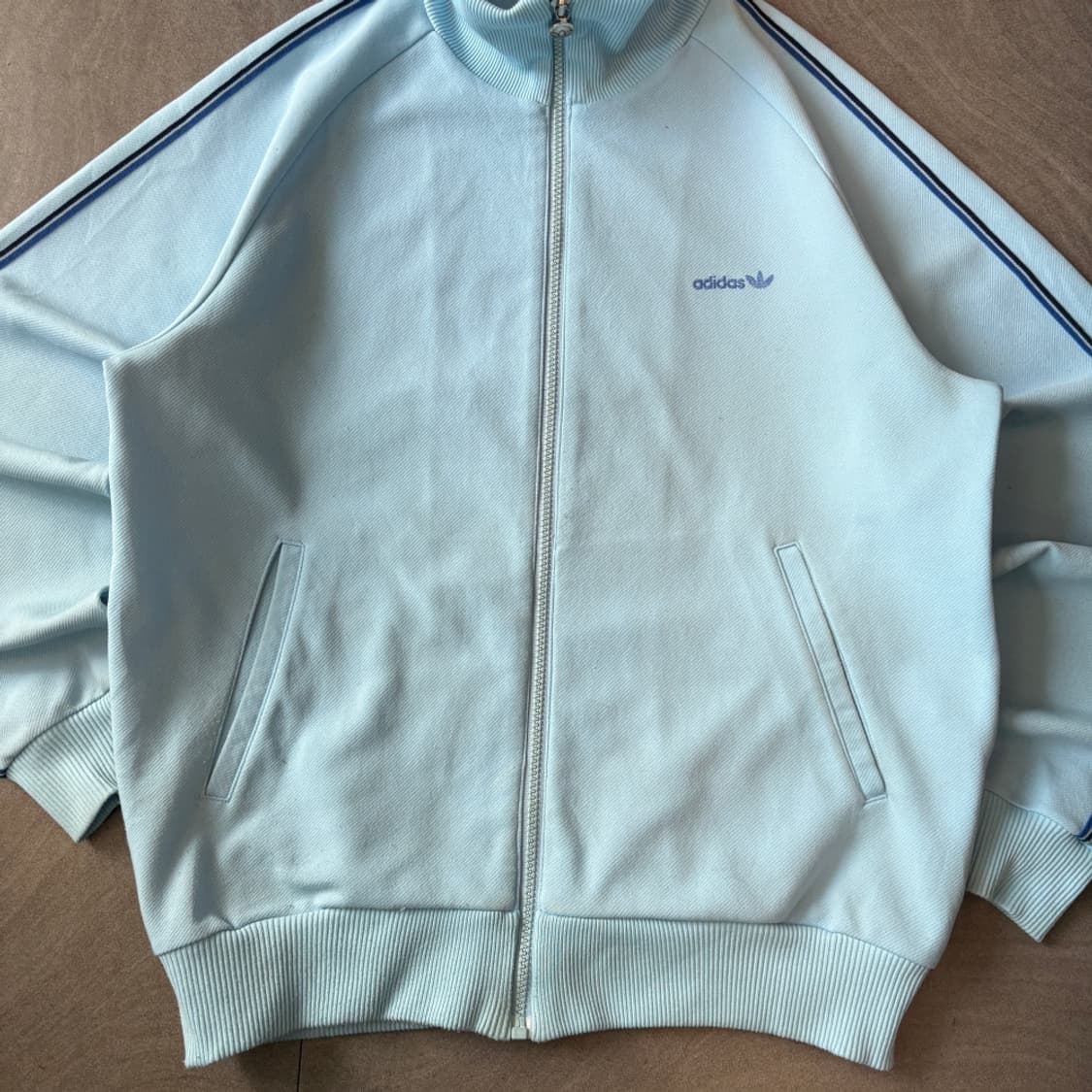 70s Adidas 70년대 생산 아디다스 스카이블루 져지 자켓 상품이미지2