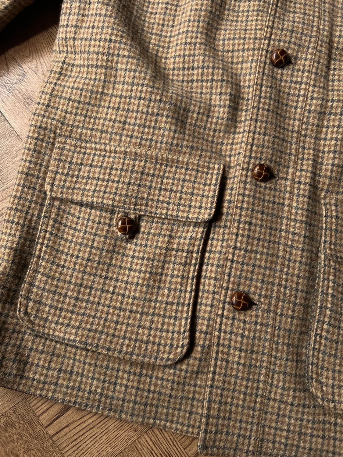 [M]USA 빈티지 베이지 하운드투스 체크 리버시블 자켓 상품이미지5