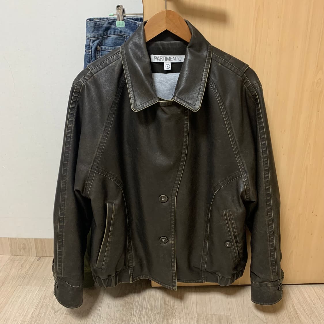 파르티멘토 우먼 레더 봄버자켓 (카키브라운) 상품이미지1