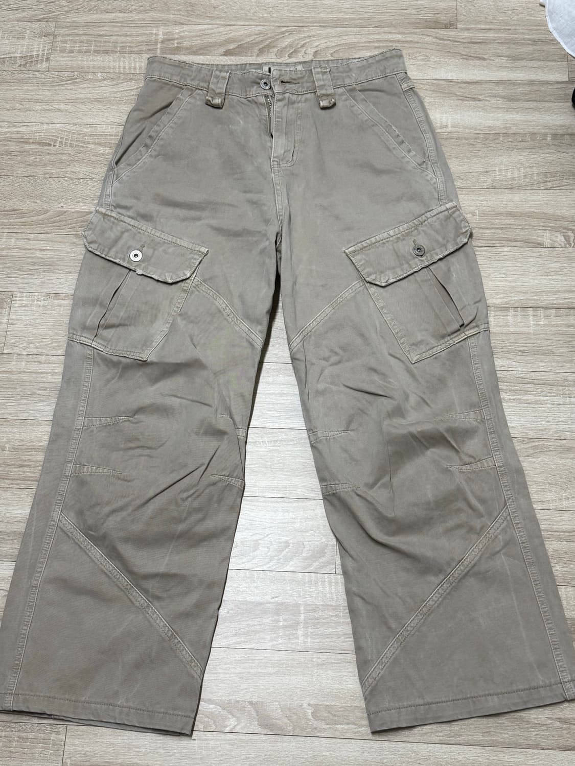 아케 빈티지 베이지 와이드 카고 바지 Legasy S 상품이미지5