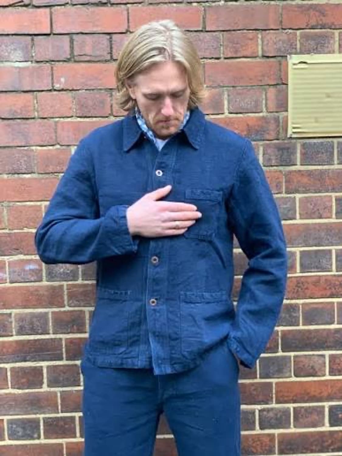 베트라 다크 네이비 헤비 린넨 프렌치 워크 자켓 상품이미지1