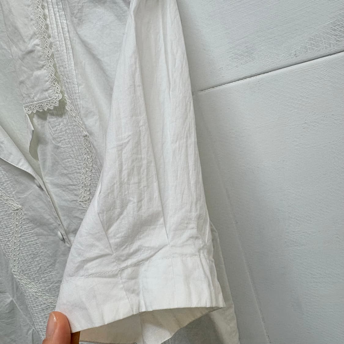 화이트 코튼 레이스 클래식 빈티지 블라우스  JPN 상품이미지4