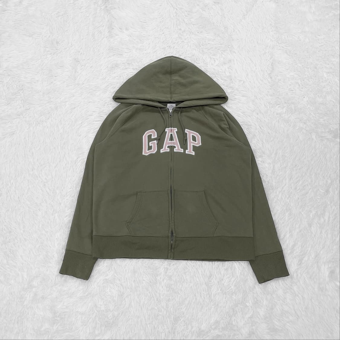 갭 GAP 스펠 로고 후드집업 카키 핑크 상품이미지2