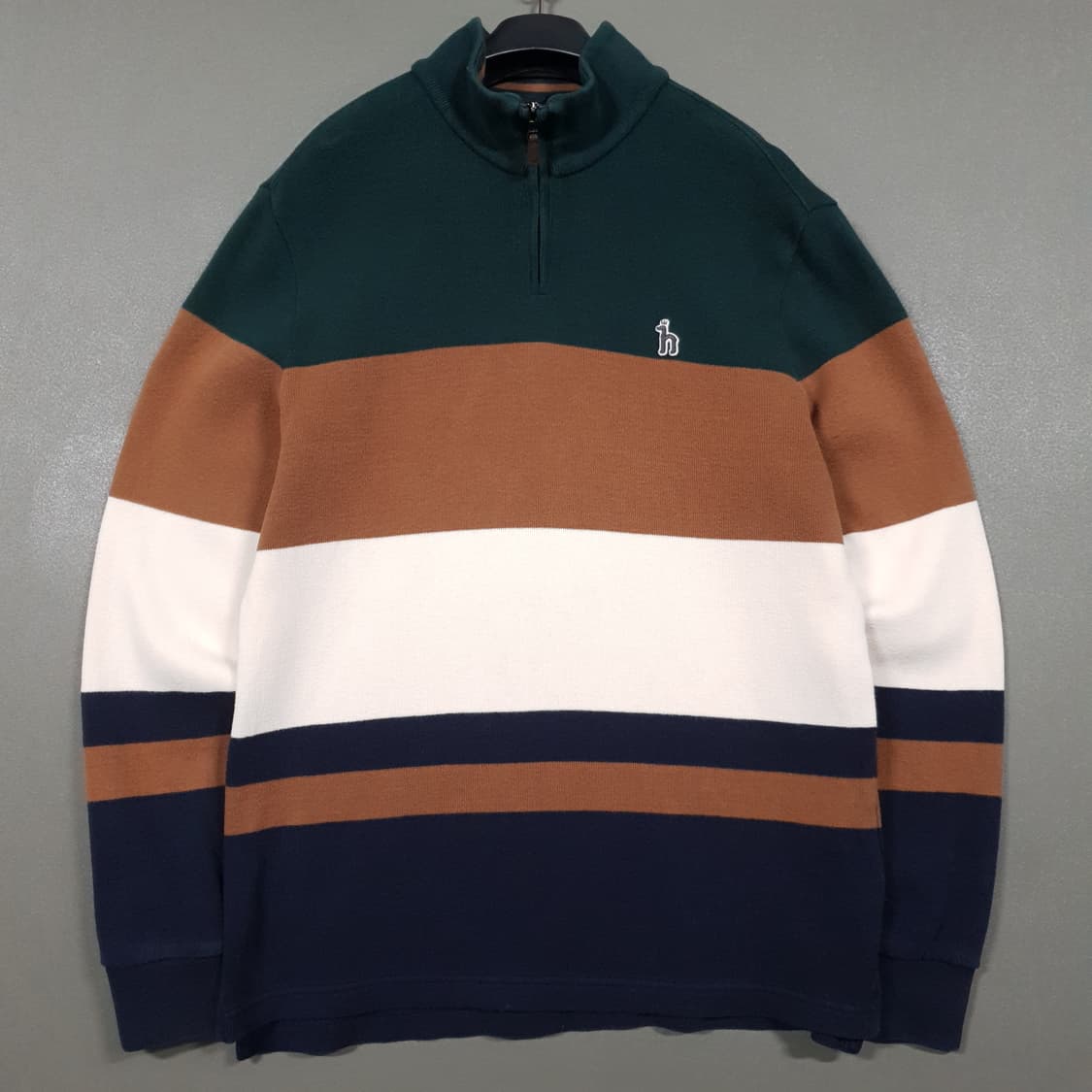 헤지스 신형 20FW 컬러블록 면 하프집업 코튼 니트 스웨터 긴팔티 L 상품이미지4