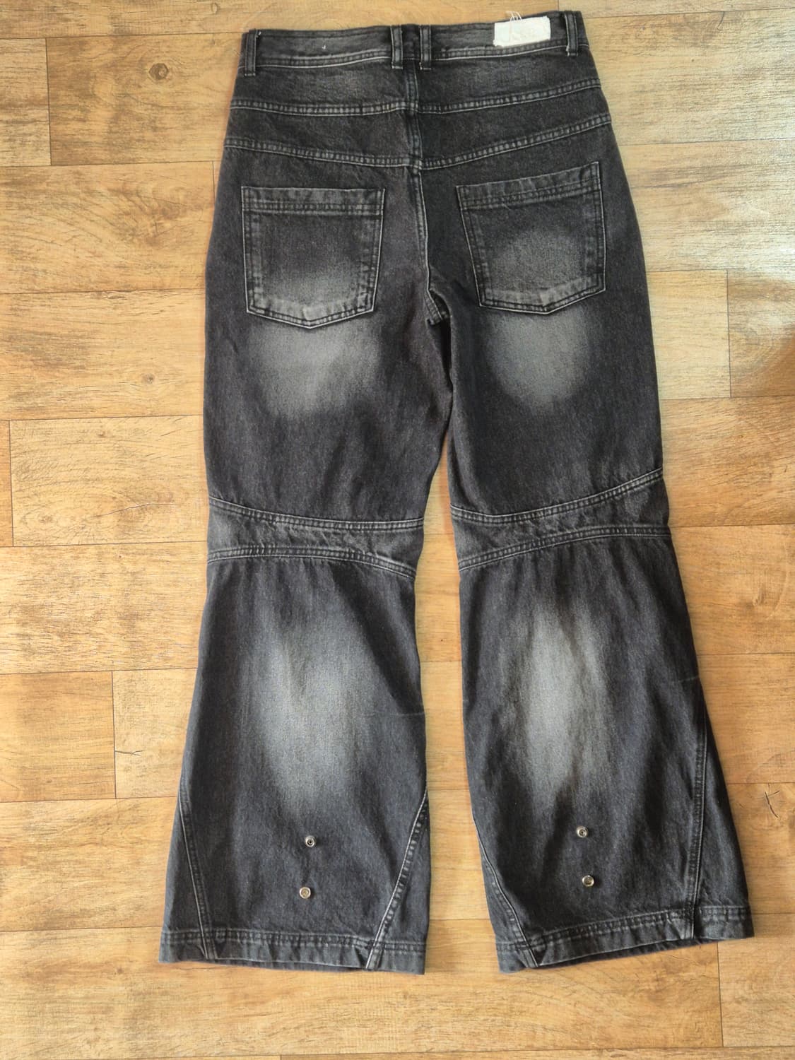 비엘알 더블 요크 바이커 워싱 데님 팬츠 블랙 상품이미지3