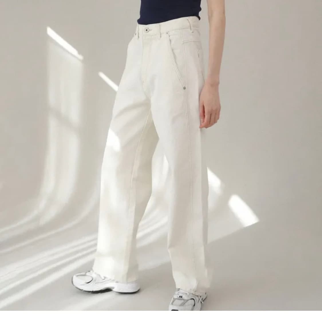 로우 화이트 와이드 데님 팬츠 m 상품이미지1