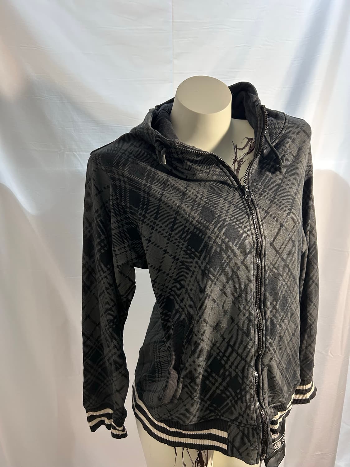 grey check hood zip-up 상품이미지1
