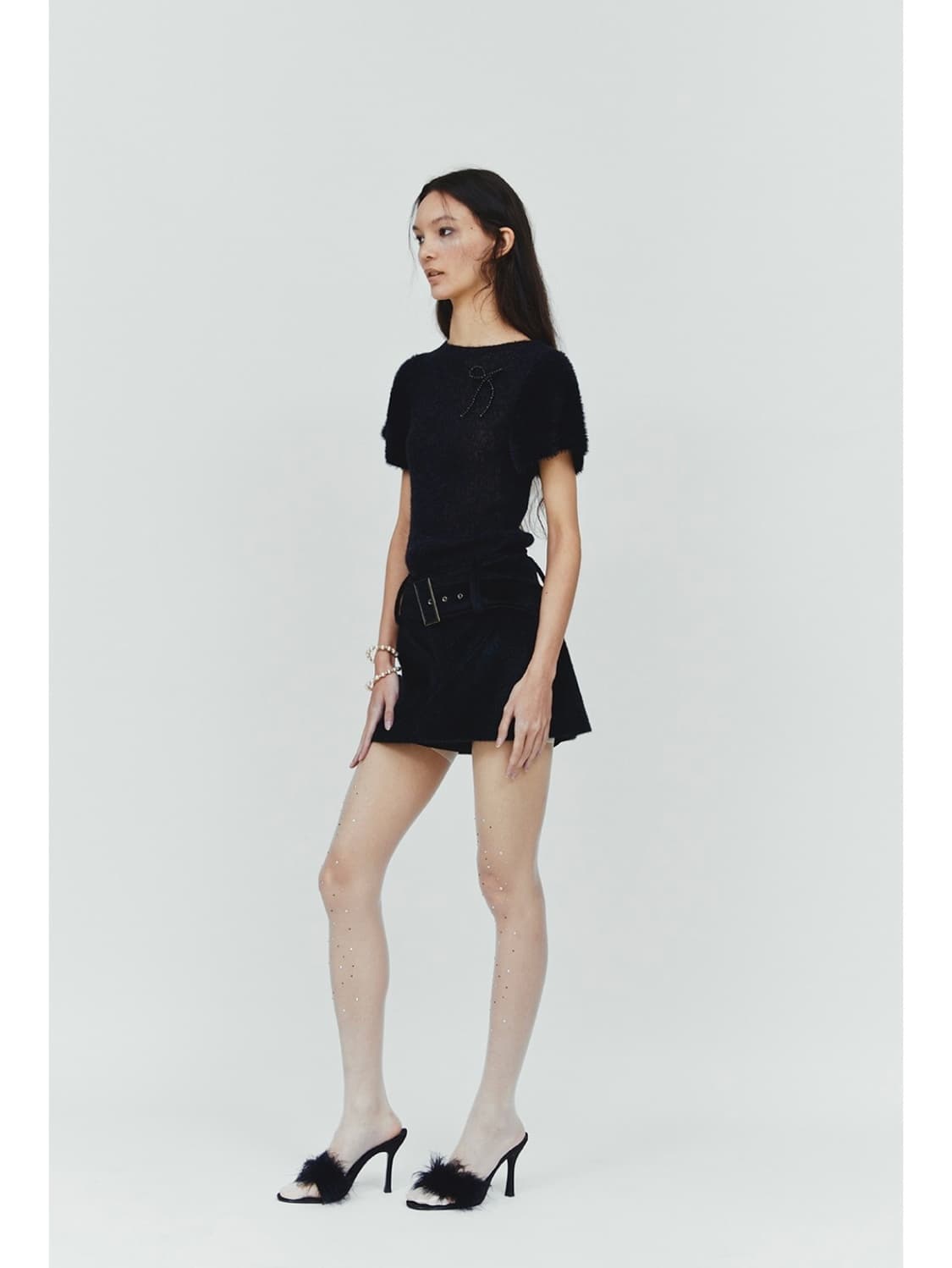 다이애그널 CALFSKIN BUCKLE SKIRT (black) 상품이미지4