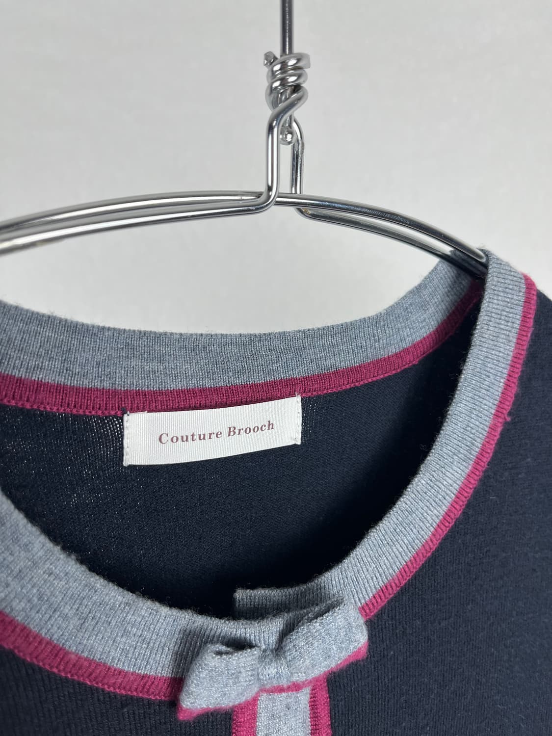 Vintage 리본 포인트 배색 가디건  상품이미지3