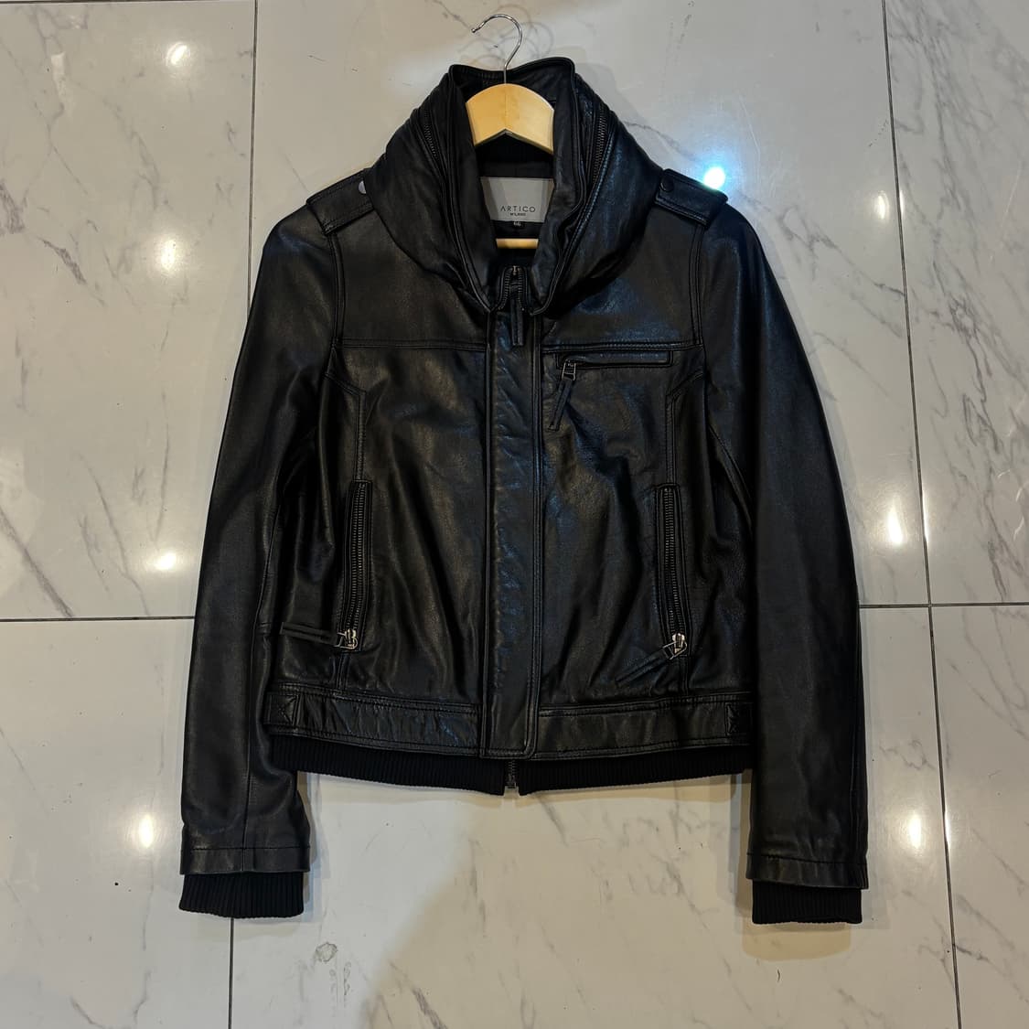 ARTICO MILANO LAMB SKIN 하이넥 양가죽 자켓 빈티지 상품이미지1