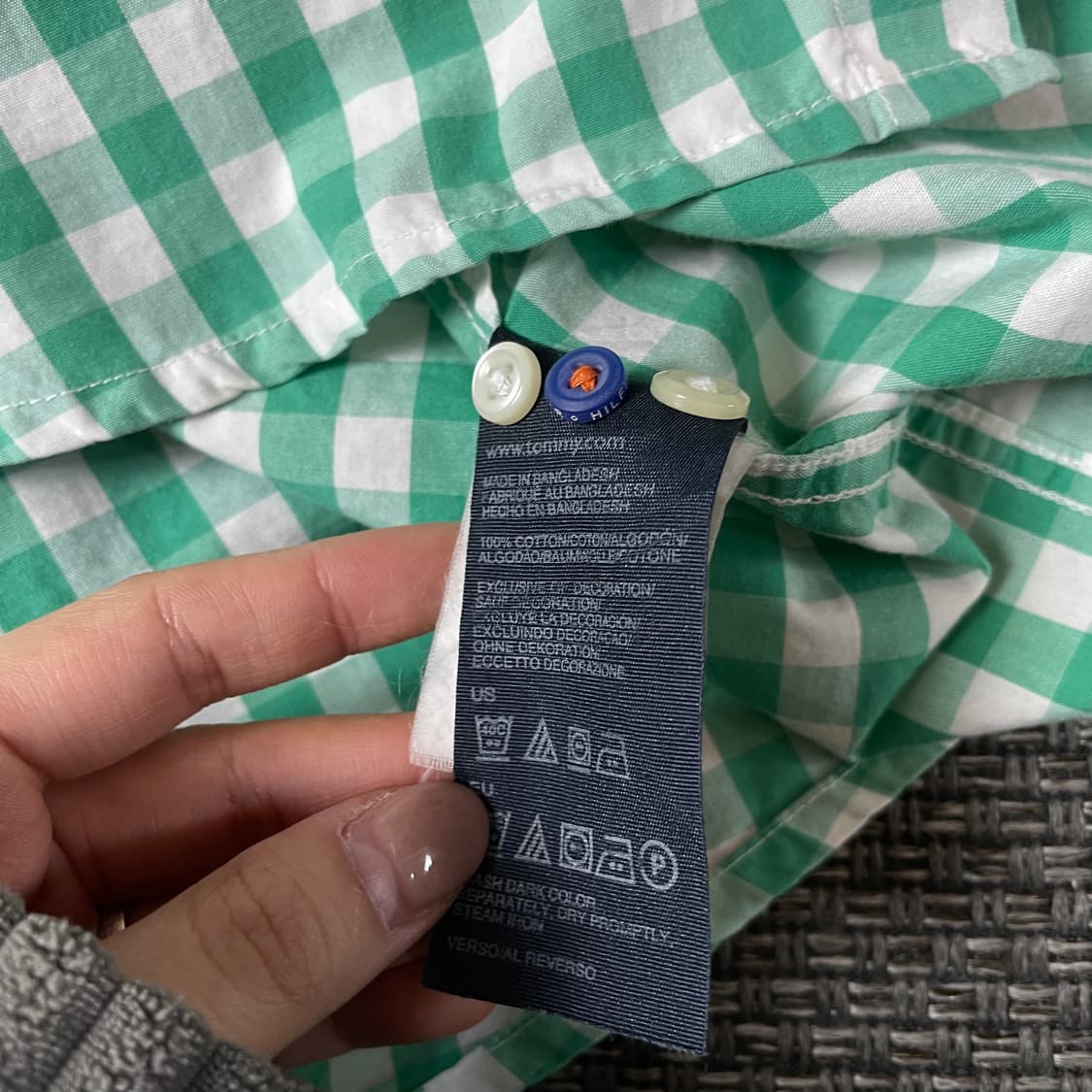  타미힐피거 미니자수 그린 체크 패턴 긴팔 셔츠 빈티지핏 XL 상품이미지8