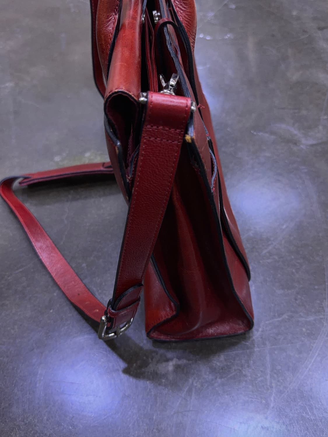 윌슨 빈티지 이탈리아 레더 가죽 브리프케이스 크로스백 레드 상품이미지5