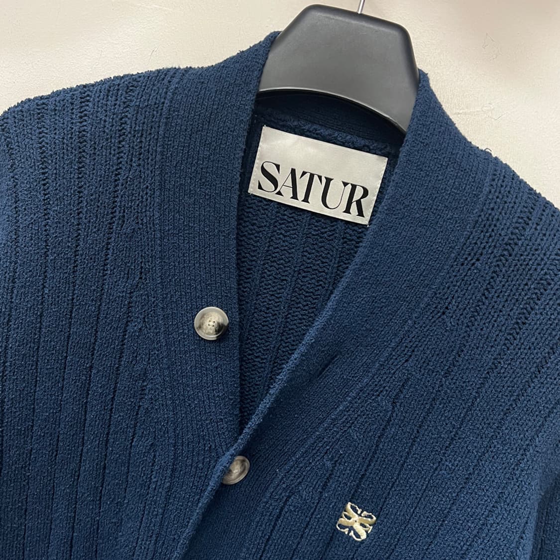 SATUR 세터 파로 오버사이즈 네이비 부클 가디건 L 상품이미지3