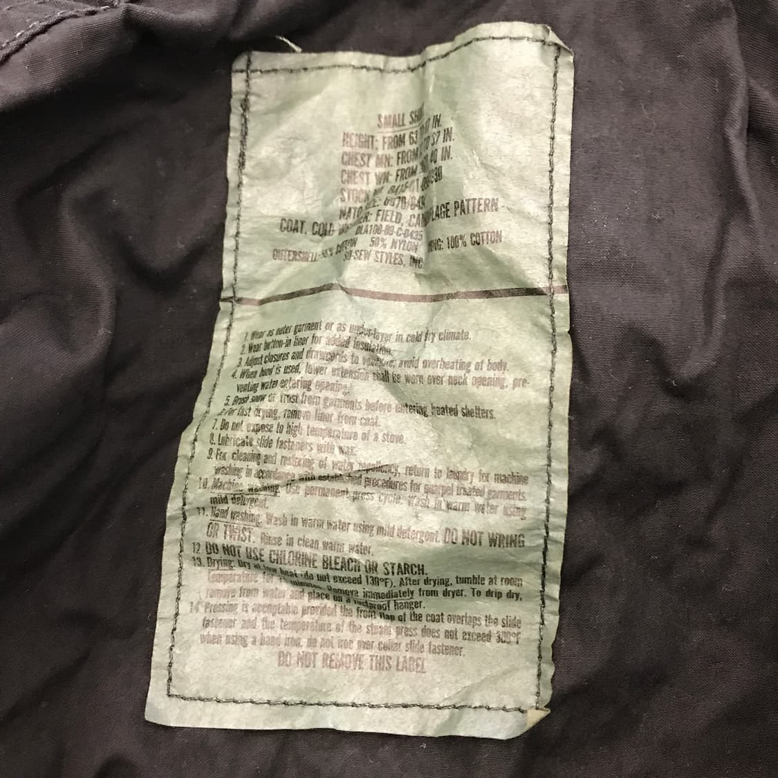 미군 M65 가먼트다잉 자켓 [SMALL SHORT] 상품이미지5