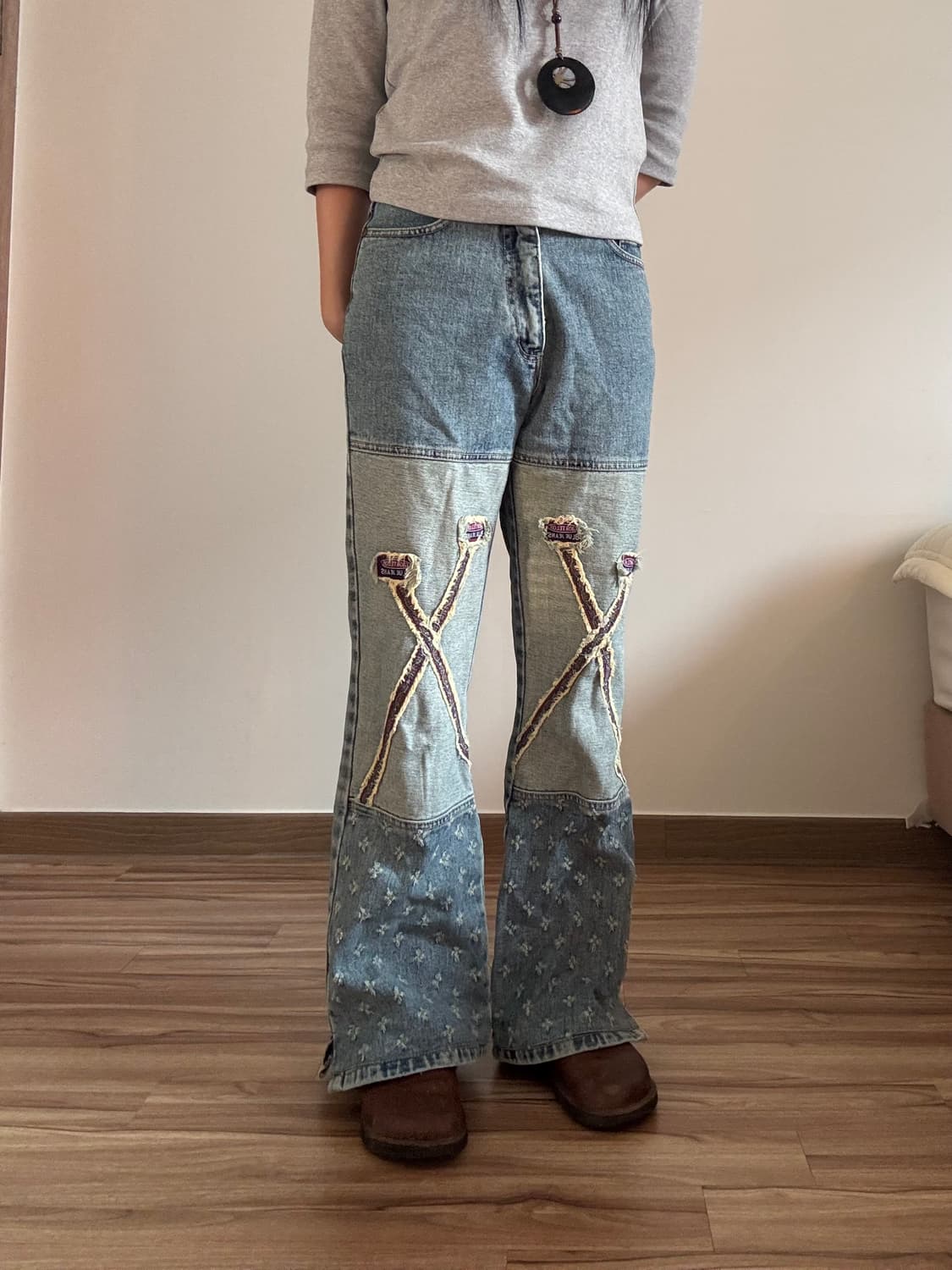 데님 자수 부츠컷 팬츠 상품이미지3