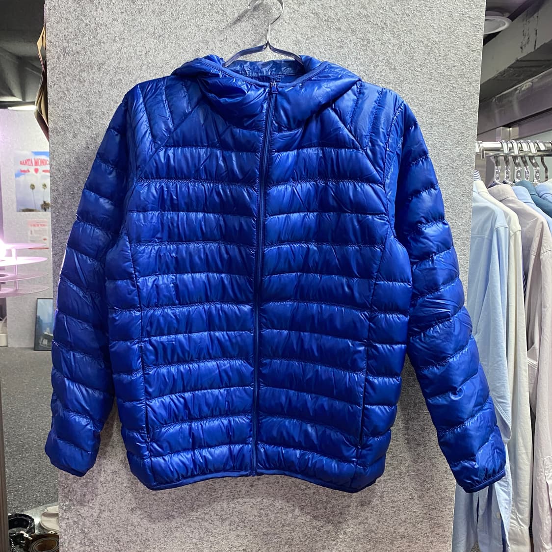 유니클로 딥블루 후드 경량패딩 b3390 상품이미지2