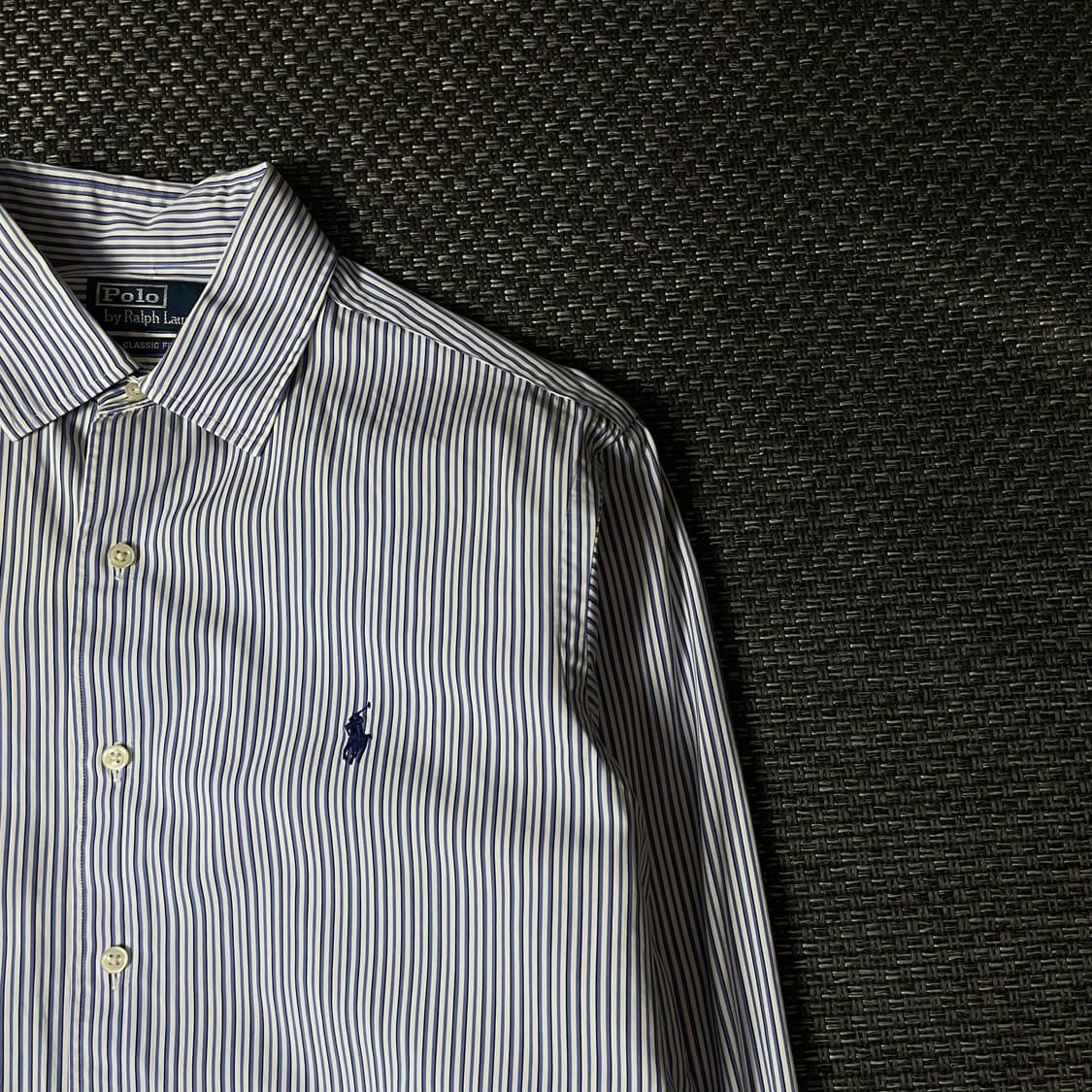폴로랄프로렌 블루 스트라이프 긴팔 셔츠 클래식핏 M 상품이미지3