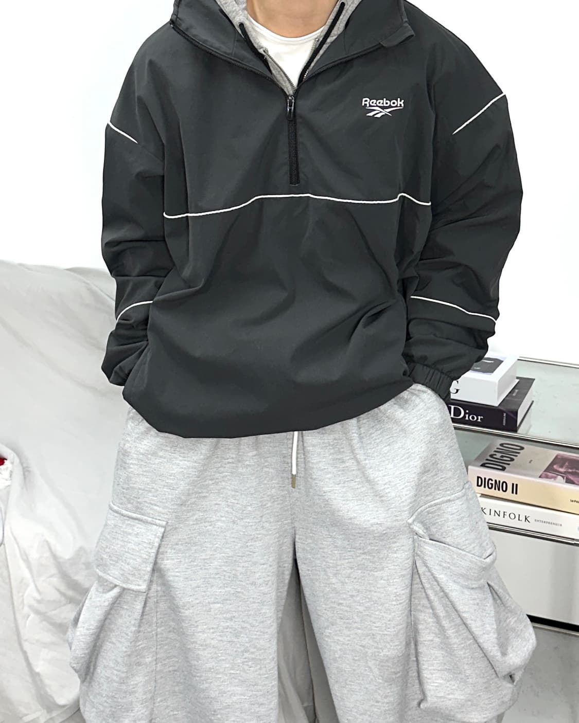 리복 클래식 자수로고 블랙 아노락 3XL 상품이미지1