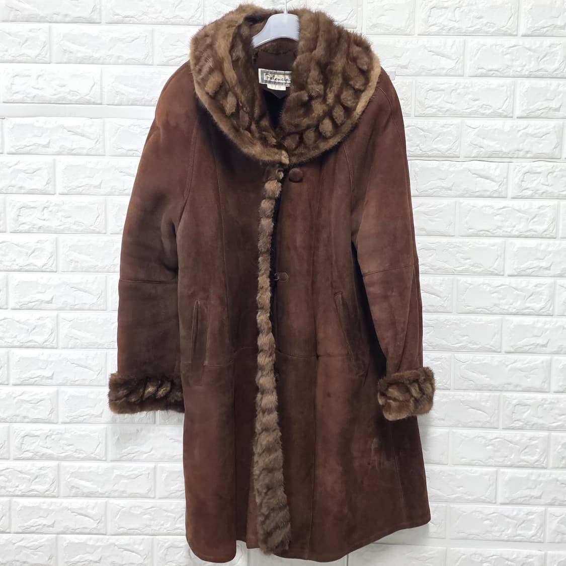 택포_ 양가죽 무스탕 롱 코트 M 상품이미지1