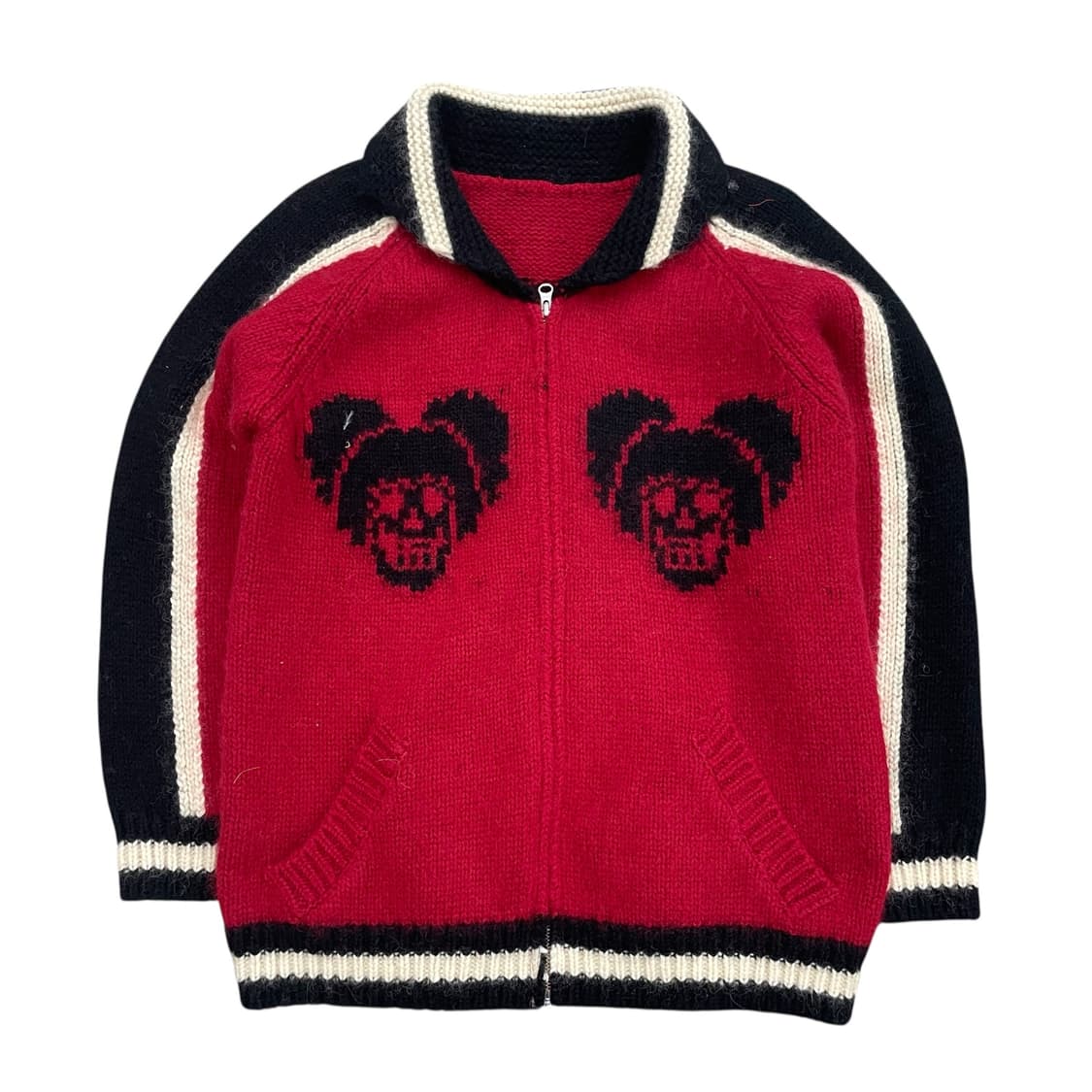 해골 디자인 니트 집업 가디건 상품이미지1