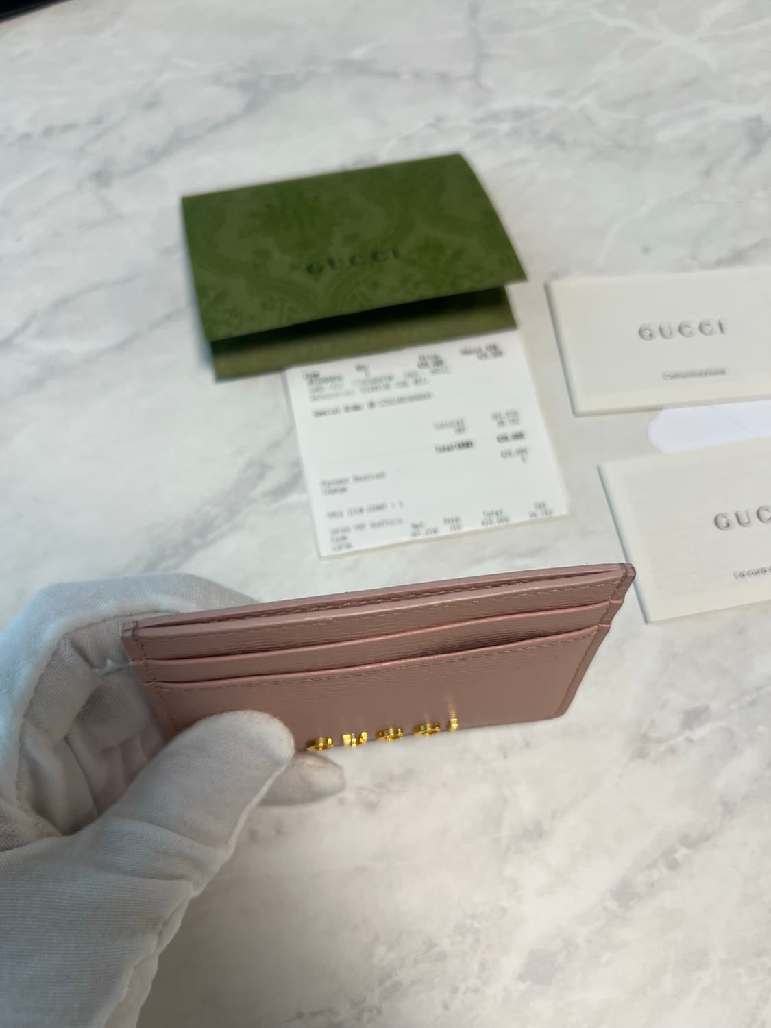 구찌 스크립트 라이트 레더 카드지갑 핑크 상품이미지3