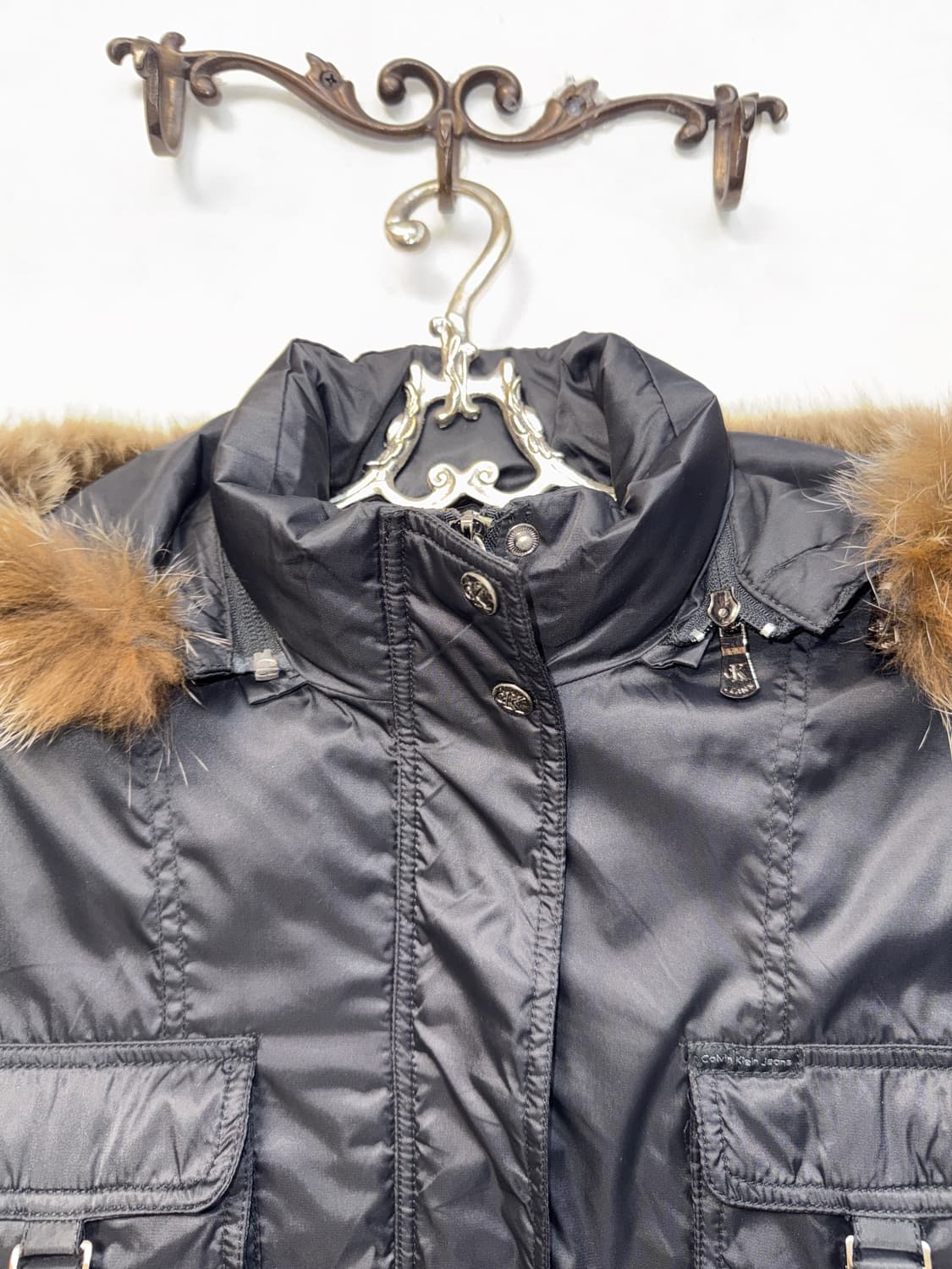 Calvin Klein black fur trimming bomber 상품이미지6