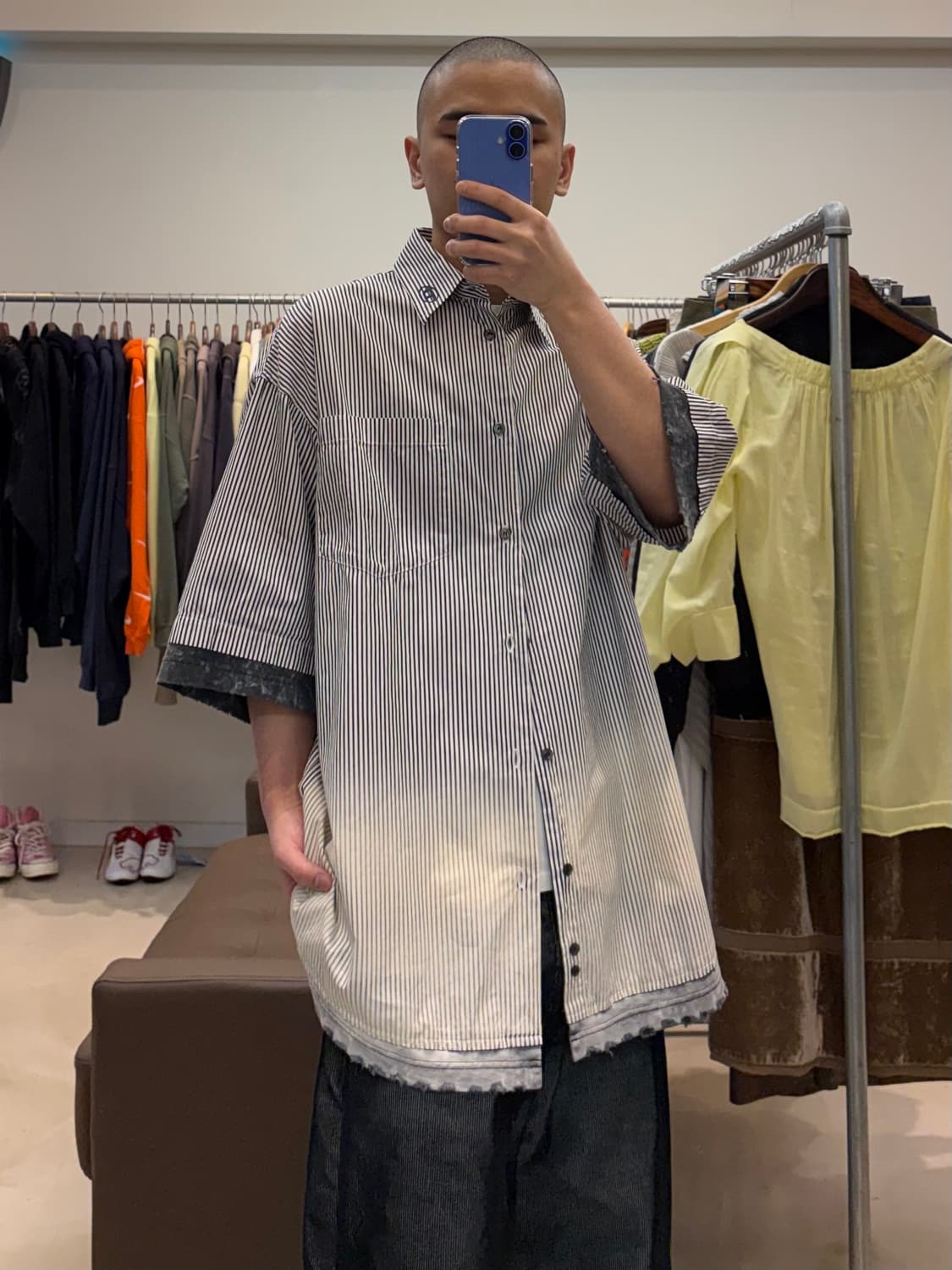 디젤 S-Trax 디스트레스드 스트라이프 반팔 셔츠 상품이미지7