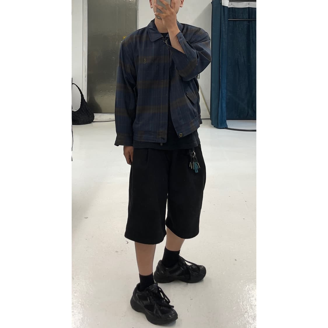 입생로랑(license) 블루 내츄럴 체크 블루종 상품이미지2