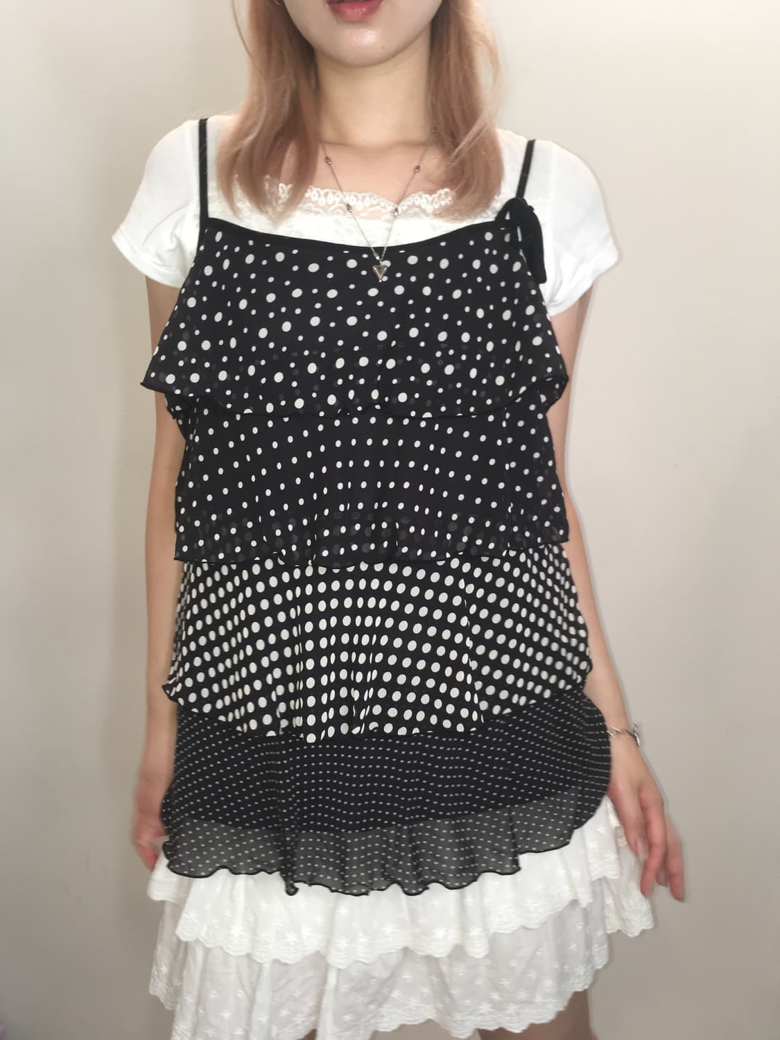 jpn vintage dot frill cancan sleeveless 상품이미지1