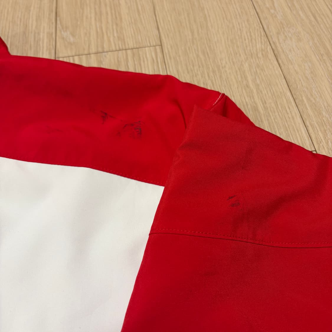 일본판) 요넥스 레드/화이트 오버핏 바람막이 자켓 상품이미지8