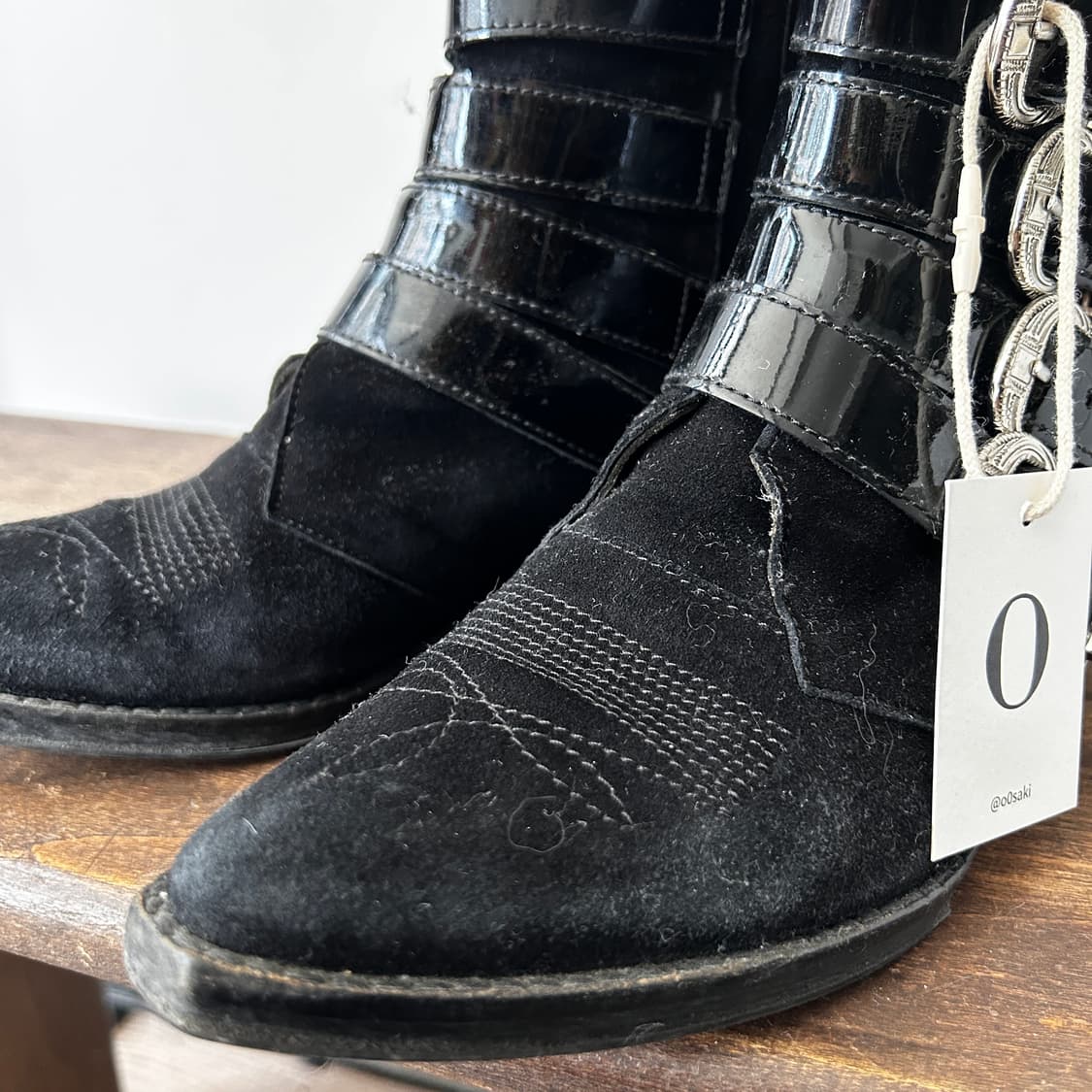 Stitch Suede Western Belt Boots 상품이미지2