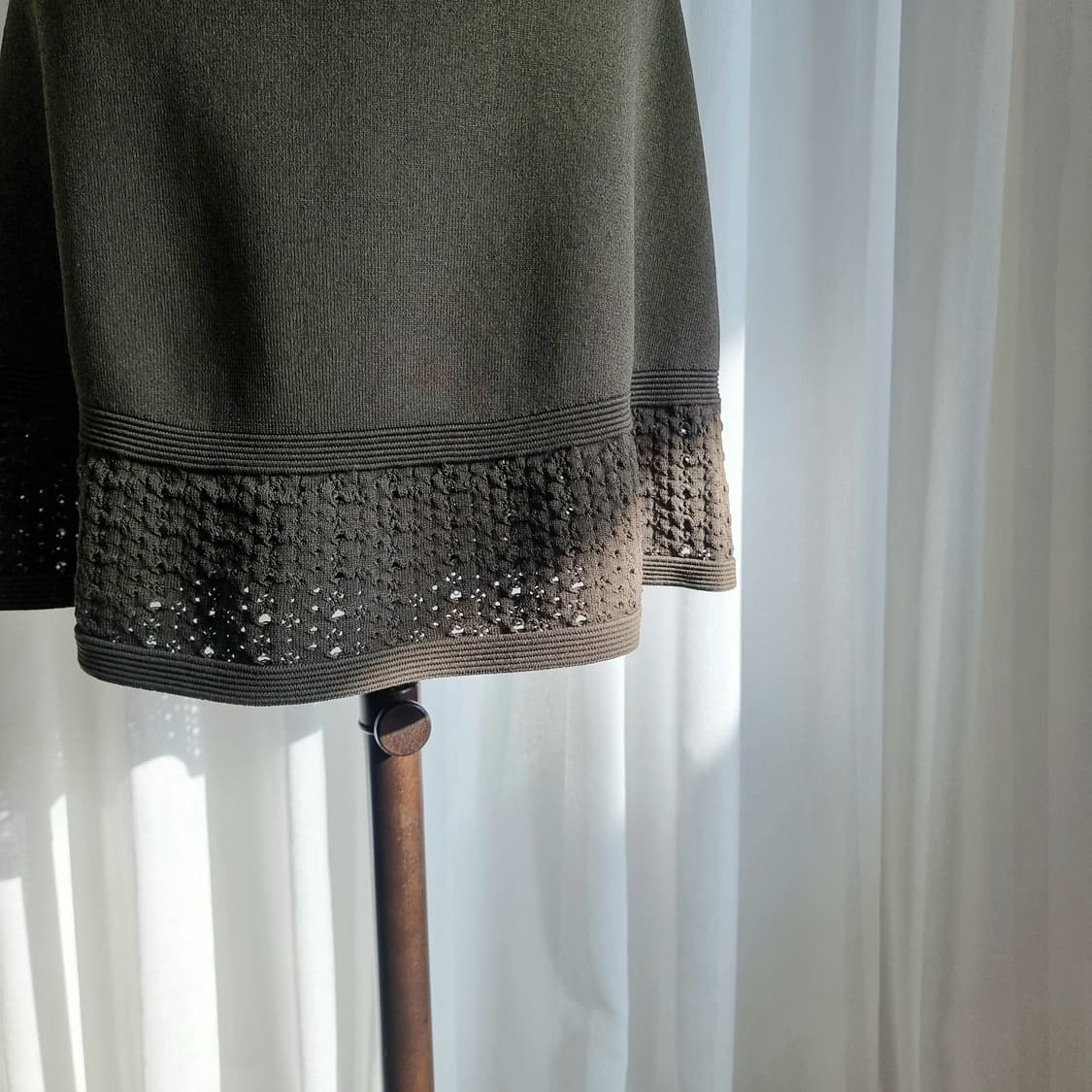 산드로 Sandro 니트 원피스 숏슬리브 진카키 (44-날씬55) 상품이미지7