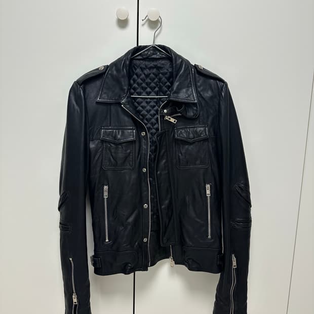 블랙 레더 포켓 자켓 95 