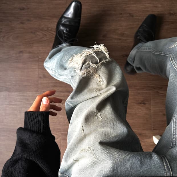 Ubjeans 디스트레스 & 리프드 스키니 진