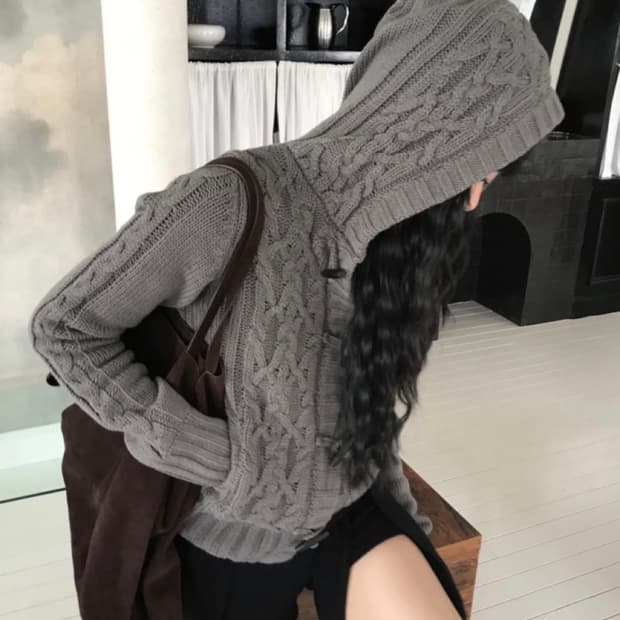 꽈배기 니트 가디건