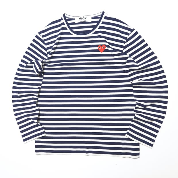 꼼데가르송 레드와펜 스트라이프 긴팔 티셔츠 네이비