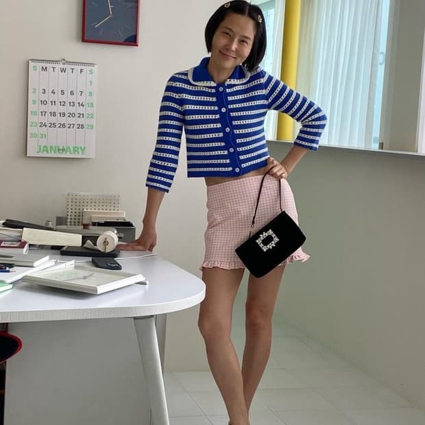 미우미우 스트라이프 울 가디건 김나영 가디건