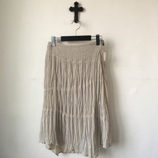 Unbalanced line detail velvet skirt