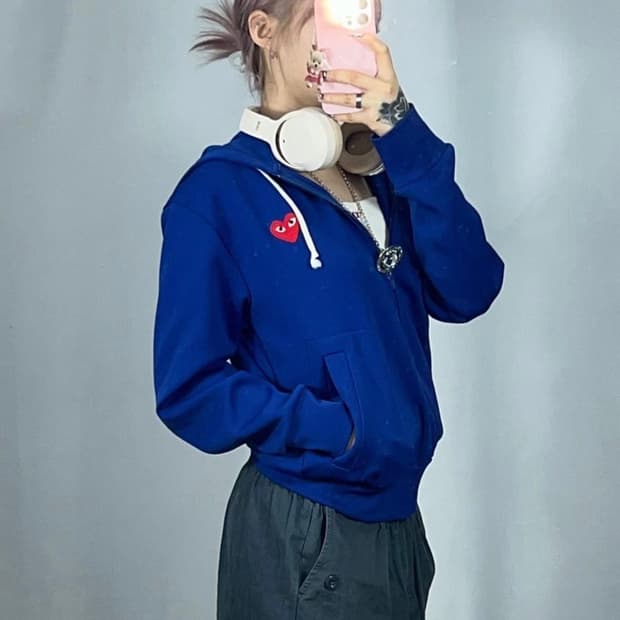 플레이꼼데가르송 후드집업